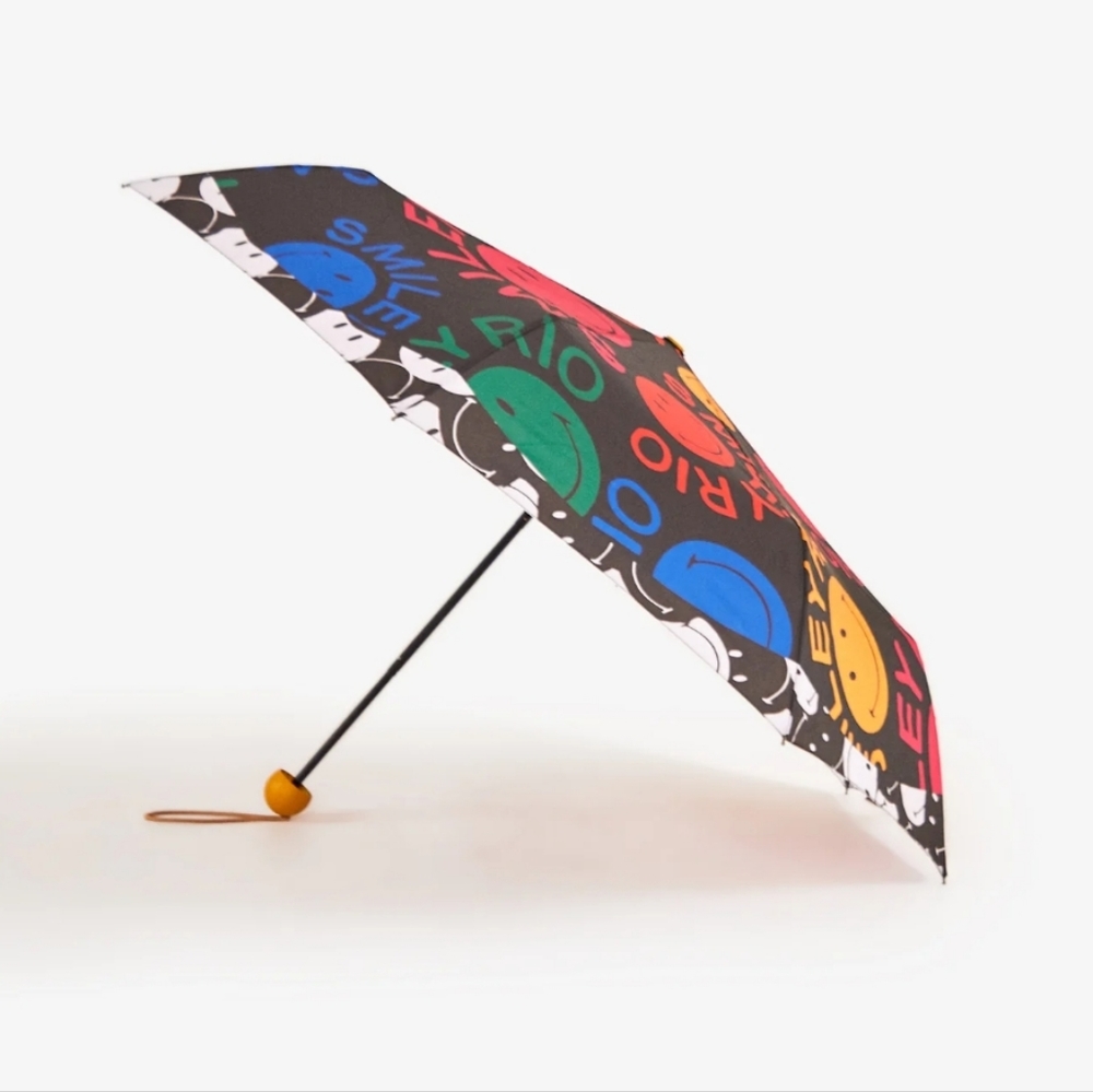 FARM RIO Mixed Smiley Umbrella Happy Face Multicolor NWT